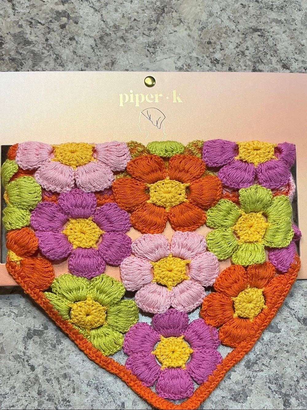 Piper-K Floral Hair Bandana Tie-Top - Bright Orange & Multicolor Flowers 🌺